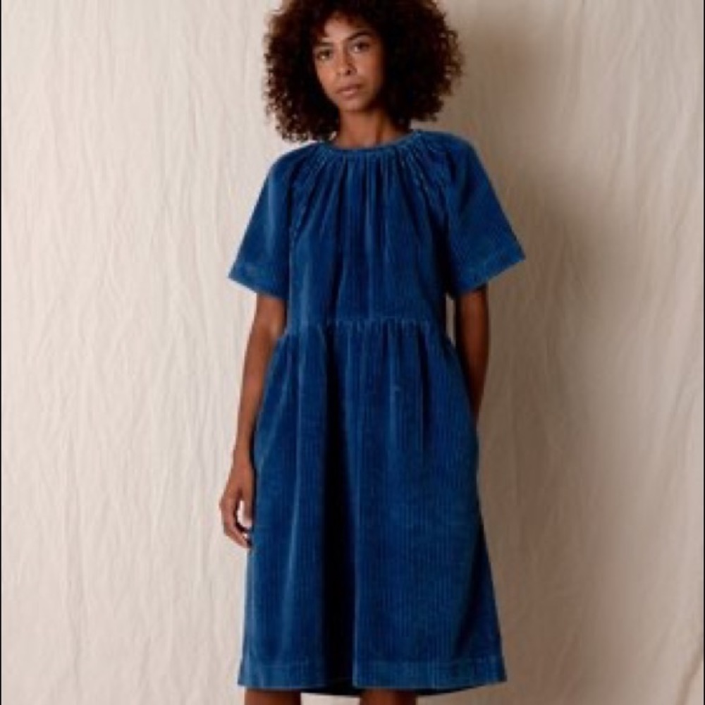 Caron Callahan indigo corduroy dress